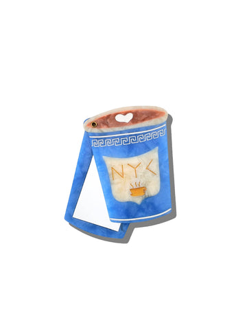 Hand-painted NYC Coffee Cup Compact Mirror | Eco-Friendly