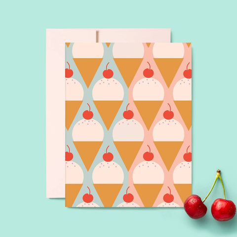 Ice Cream Cones and Cherries Everyday Card