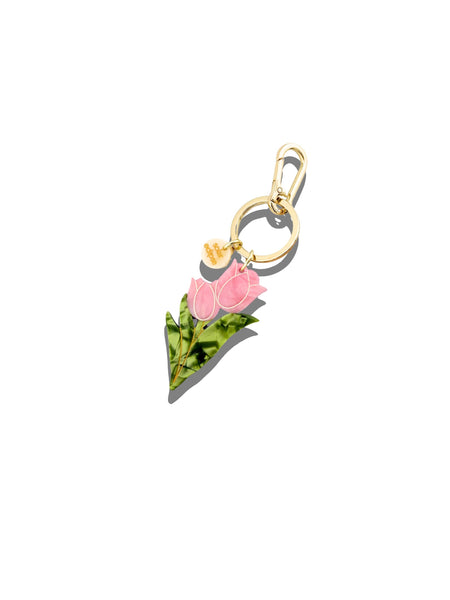 Hand-painted Vintage Tulips Bag Charm + Keychain