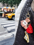 Hand-painted New York Teddy Bear Bag Charm + Keychain | Eco-Friendly