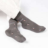 Small Motif Puffin Socks | Bamboo Socks | Grey Socks