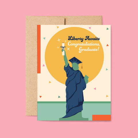 Liberty Awaits New York Graduation Card