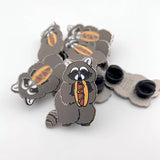 Hot Dog Loving Raccoon Enamel Pin