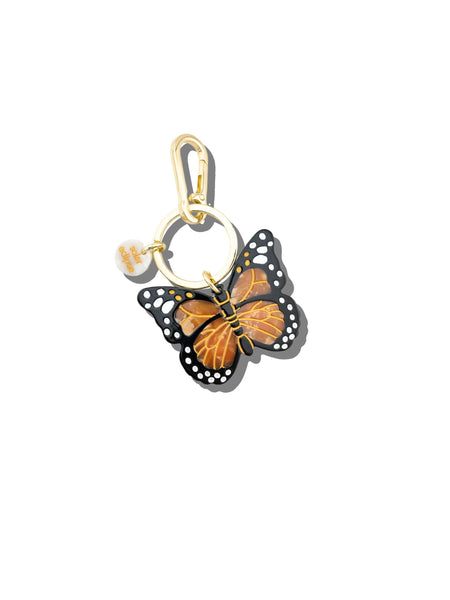 Hand-painted Monarch Butterfly Bag Charm + Keychain