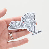 New York Maze State Map Die Cut Vinyl Sticker | 3.5x2.5"