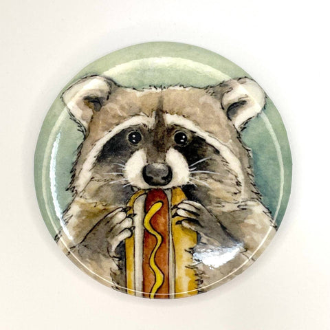 Hot Dog Raccoon Magnet