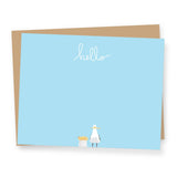 Coastal Beach Seagull Hello - Flat Correspondence Cards