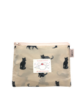 Women's Beige Rain Poncho with Black Cat Pattern