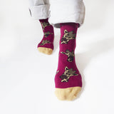 Giraffe Socks | Bamboo Socks | Maroon Socks | African Socks: UK Adult 4-7 / Single Pair / Giraffes