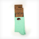 Hedgehog Socks | Ribbed Bamboo Socks | Green Socks