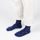 Small Motif Bee Socks | Bamboo Socks | Blue Socks