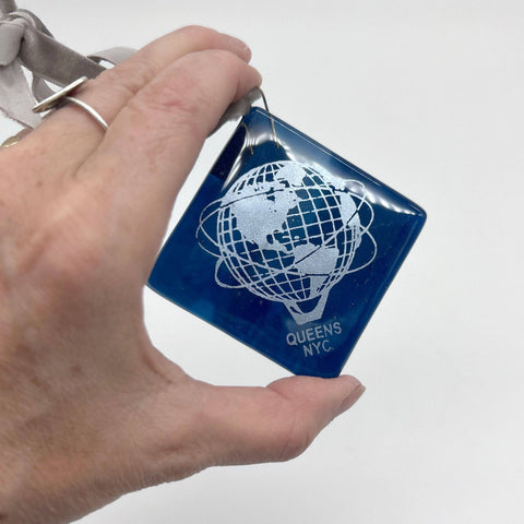NYC Queens Unisphere Fused Glass 2.25" Ornament