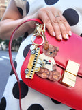 Hand-painted New York Teddy Bear Bag Charm + Keychain | Eco-Friendly