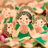 Girl with Concha Hard Enamel Pins with Justine Gilbuena