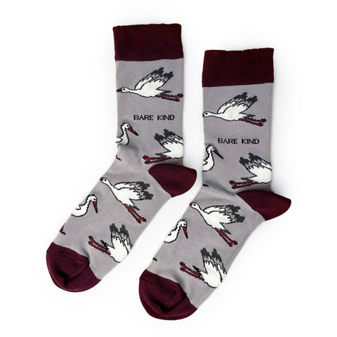 Stork Socks | Bamboo Socks | Grey Socks