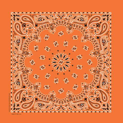 Bandanna - 22" MADE IN USA - Orange Paisley