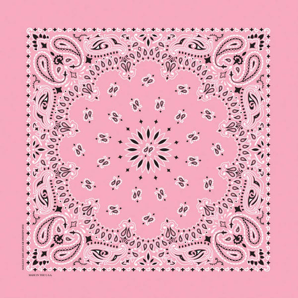 Bandanna - 22" MADE IN USA - Light Pink Paisley