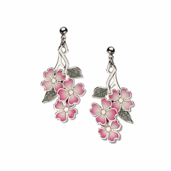 Tiffany Dogwood Pink Blossoms Earrings, MADE in USA