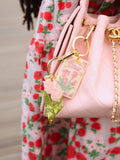 Hand-painted Vintage Tulips Bag Charm + Keychain