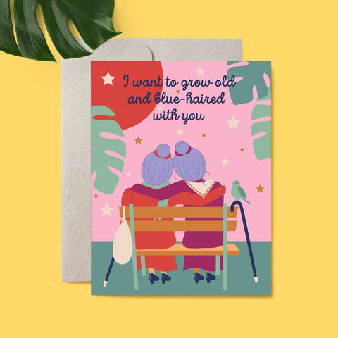 Old and Blue-Haired With You Valentine's Day Card