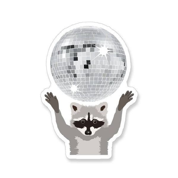 Raccoon with Disco Ball Vinyl Sticker