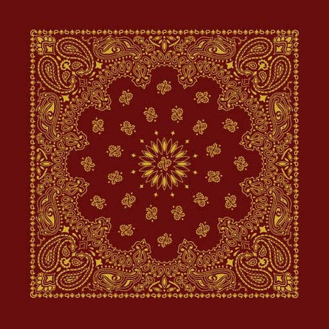 Bandanna Co Metallic Paisley 22" x 22": Burgundy/Gold