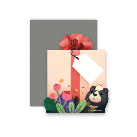 Moon Bear With Bunny Die Cut Flat Card