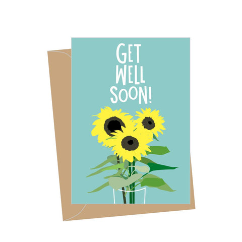 Mini Get Well Sunflowers, Folded Enclosure Cards