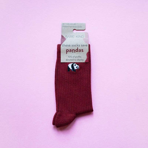 Ribbed Bamboo Socks - Pandas