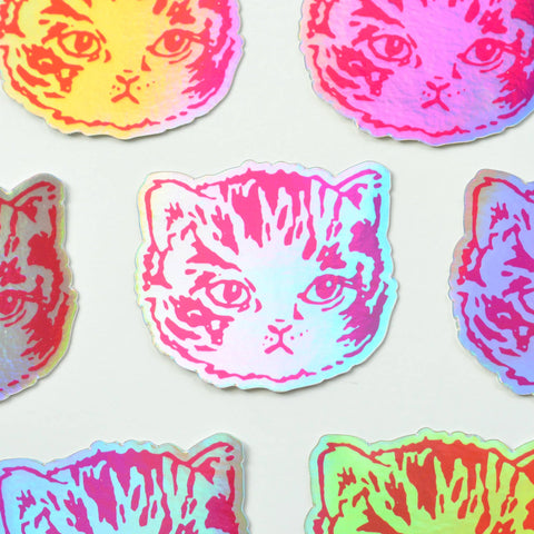 Holo Kitty | Holographic Cute Cat Die Cut Vinyl Stickers