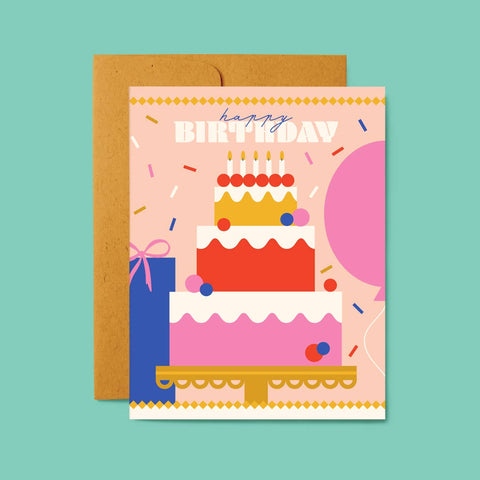 Colorblock Birthday Cake Card