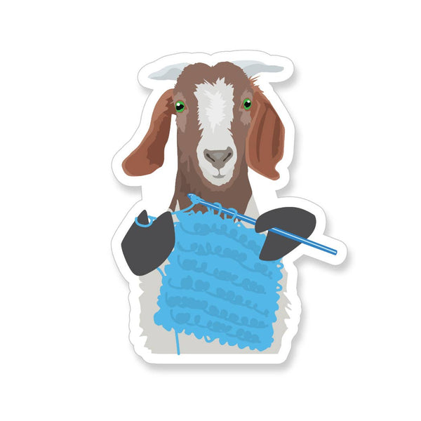 Crocheting Goat Vinyl Sticker