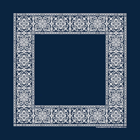 Bandanna Co Open Center Paisley, 22" X 22": Navy