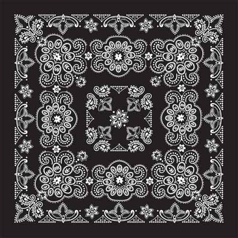 Bandanna Co Texas Paisley 27" X 27": Black