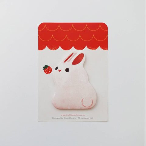White Bunny with Strawberry Die Cut Sticky Note