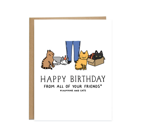 Humans & Cats Friends  Group Birthday Card