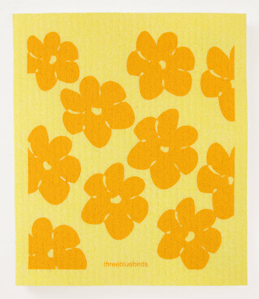 Flower Power (Yellow) Swedish Dishcloth