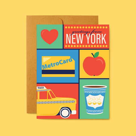 Greetings from New York Colorblock Greeting Card