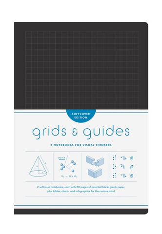 Grids & Guides Softcover (Black) : Two Notebooks for Visual Thinkers (classic black notebooks, 5.75 x 8.25", with grid paper in eight patterns, ideal for designers, architects, and creatives)