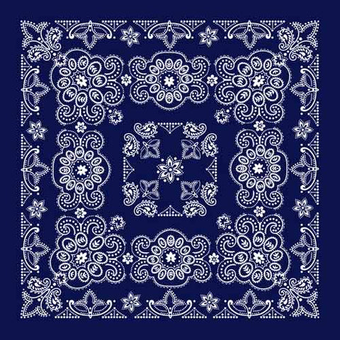 Bandanna Co Texas Paisley 27" X 27": Navy Blue