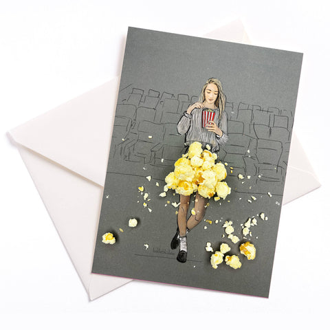 Cinema with popcorn - card with envelope