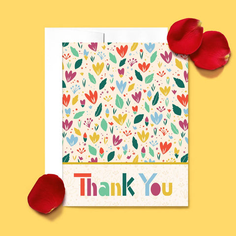 Retro Floral Thank You Card