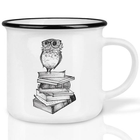 Ceramic mug — book owl