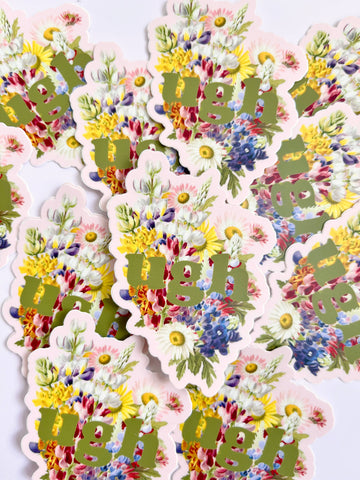 Ugh Funny Sticker - Pretty Floral Pastel Decal