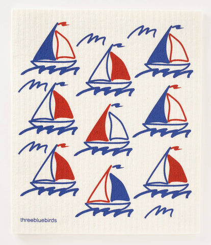 Sailboats Swedish Dishcloth