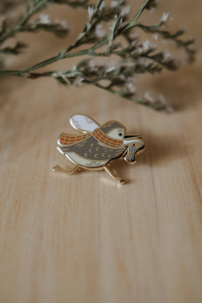 Caffeinated Sandpiper Enamel Pin (With Locking Clasp)