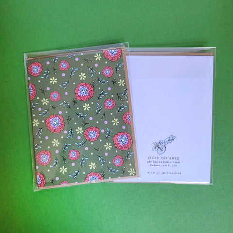 Floral Greeting Card - Green