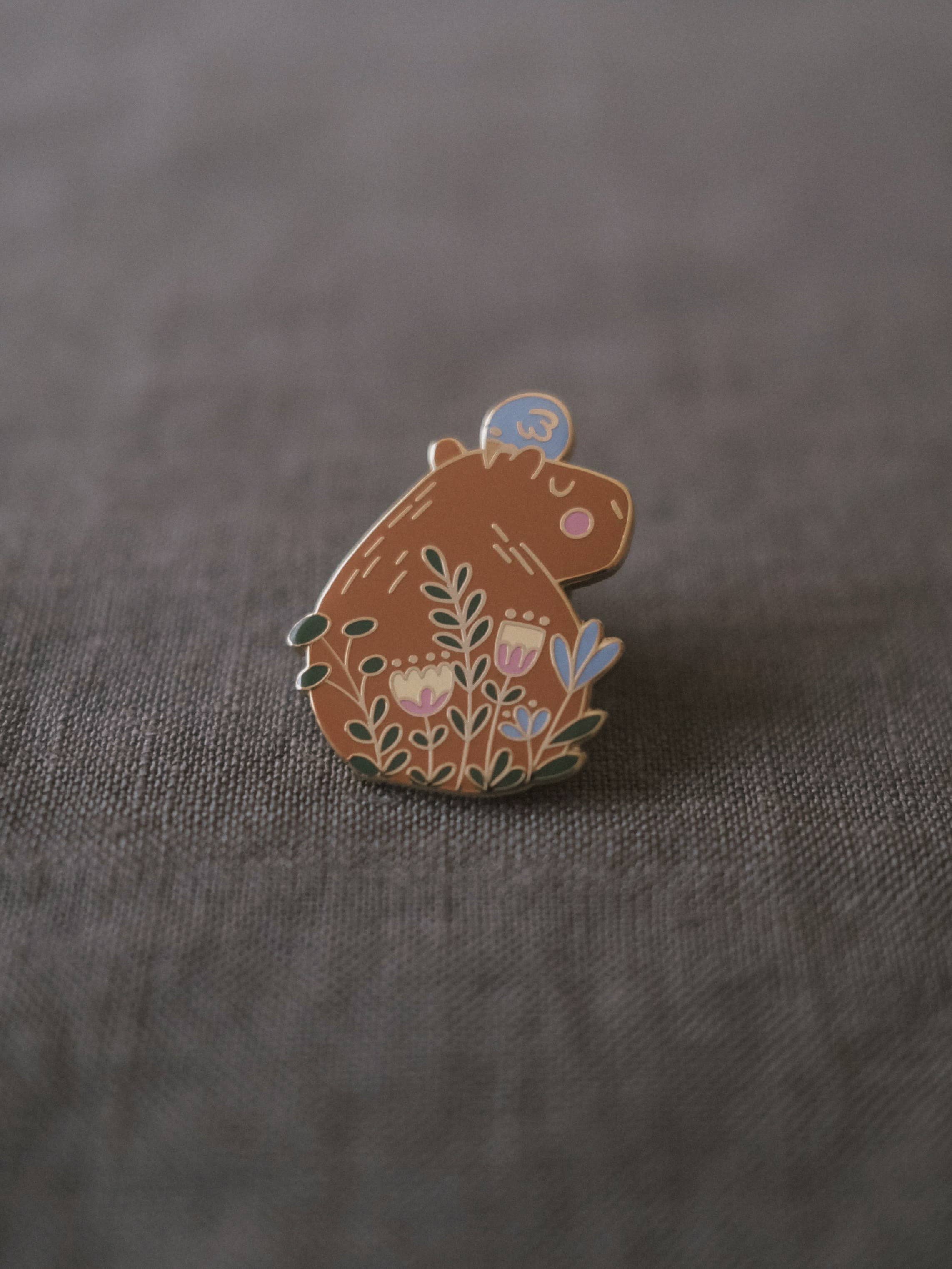 Capibara Pin Capybara Enamel Pin (With Locking Clasp) – The August Tree