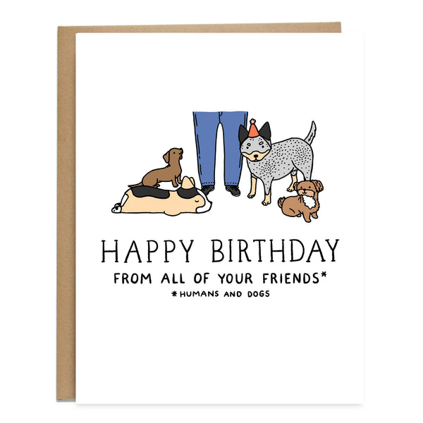 Humans & Dogs Friends  Group Birthday Card