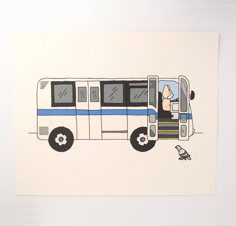 NYC Bus Pigeon 8x10 Art Print